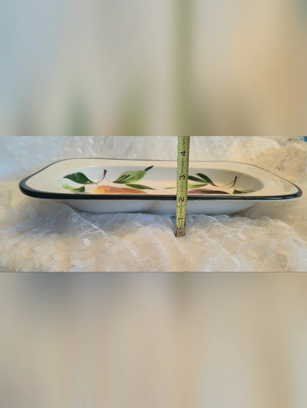 Made in Italy Hand Painted Pear & Plum Rectangular Bowl / Platter